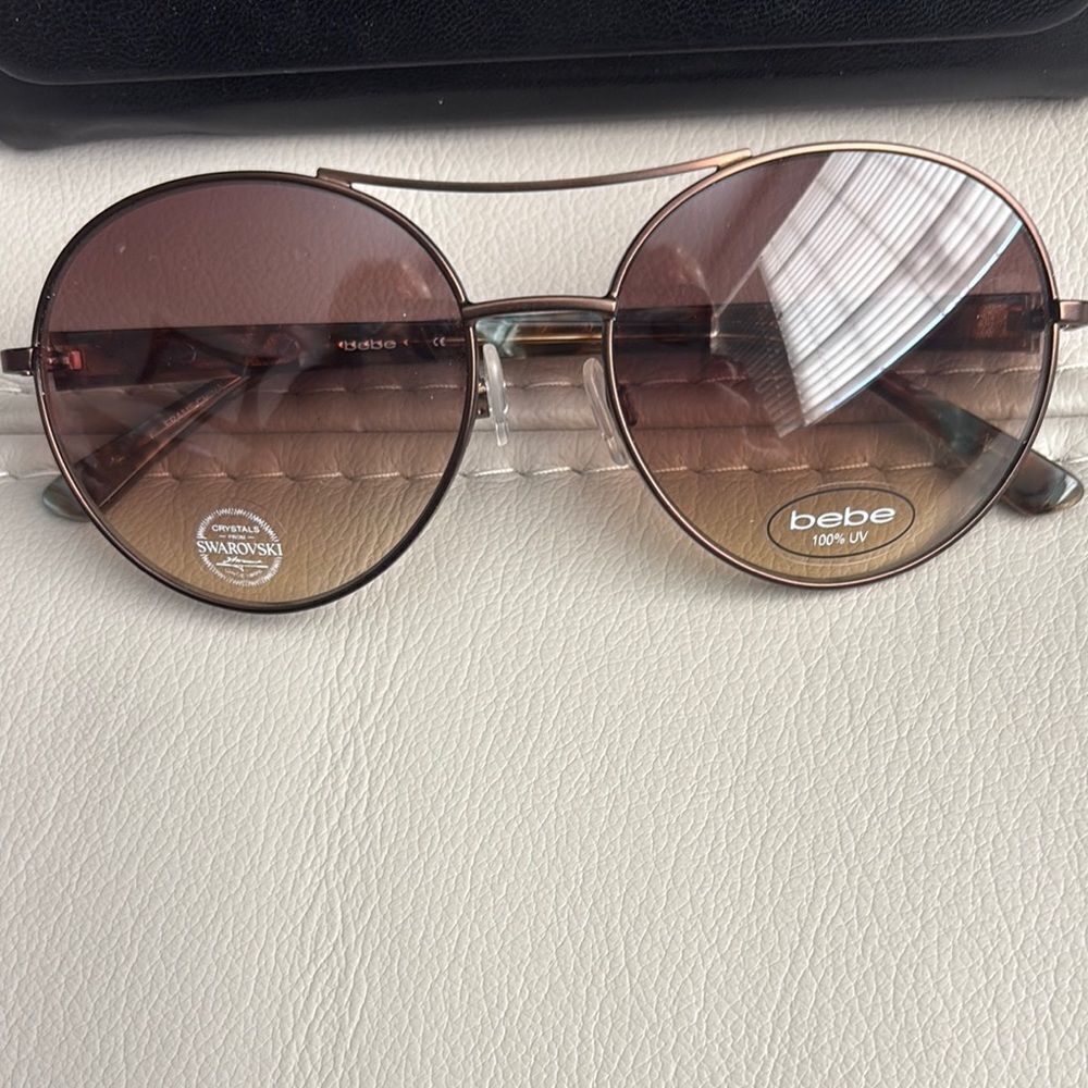 Bebe Round Sunglasses with Swarovski Crystals